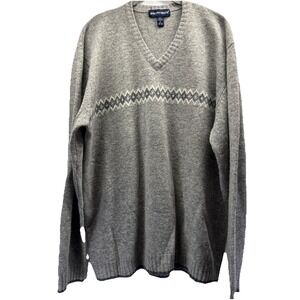 Britches Men's Sweater Sz XL Gray Long Sleeve Lambswool Nylon Crew Neck Pullover